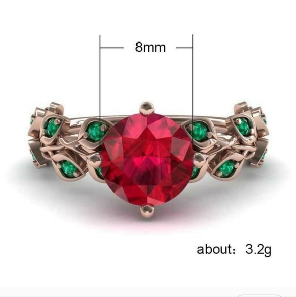 925 STER Silver Emerald & Ruby.material Ster Sl The Color Is Gold . - Picture 6 of 6